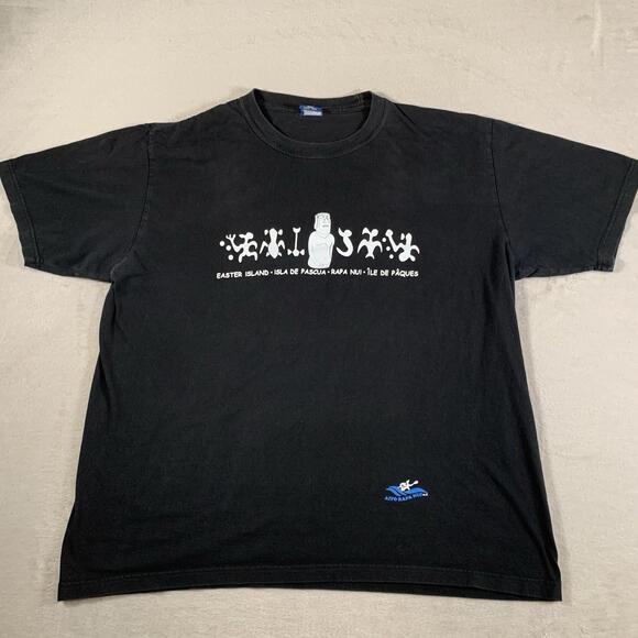 Other - Vintage Rapa Nui Easter Island Souvenir T-Shirt XXL Moai Glyphs‎ Aito United